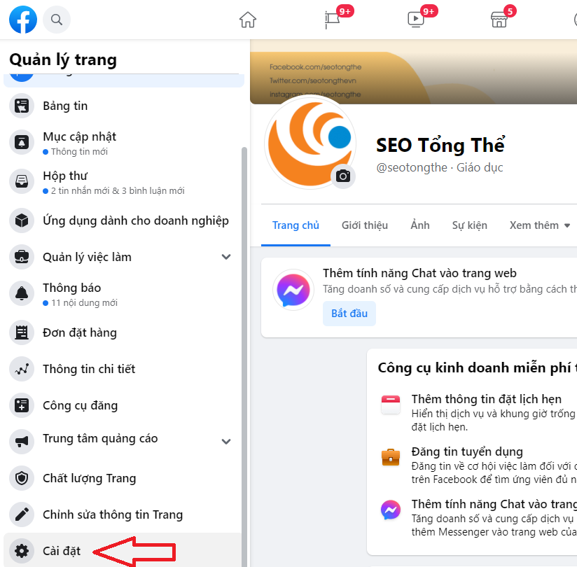 cai dat chat - SEO tổng thể website